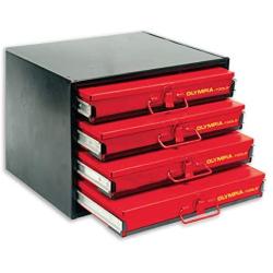 Olympia Tools 90-800 4-Drawer Hardware Organizer includes 2000-pieces Small Hardware, black/red