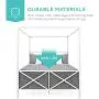 Best Choice Products 4-Post Queen Size Modern Metal Canopy Bed w/Mattress Support, Built-in Headboard, Footboard, Classic, Customizable Design - White Best Choice Products 4-Post Queen Size Modern Metal Canopy Bed w/Mattress Support, Built-in Headboard, Footboard, Classic, Customizable Design - White