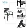 PHI VILLA 5 Piece Outdoor Patio Dining Set, Square Metal Slatted Table with 1.57” Umbrella Hole & 4 Metal Chairs for Deck, Yard