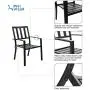 PHI VILLA 5 Piece Outdoor Patio Dining Set, Square Metal Slatted Table with 1.57” Umbrella Hole & 4 Metal Chairs for Deck, Yard PHI VILLA 5 Piece Outdoor Patio Dining Set, Square Metal Slatted Table with 1.57” Umbrella Hole & 4 Metal Chairs for Deck, Yard