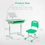 Mecor Kids Desk and Chair Set, Height Adjustable Childrens Sturdy Table, Student School Desks,Pencil Case,Bookstand (Green)