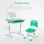 Mecor Kids Desk and Chair Set, Height Adjustable Childrens Sturdy Table, Student School Desks,Pencil Case,Bookstand (Green)