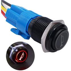 TWTADE/16MM 12V Car Horn Button Red LED lighted Momentary Metal Speaker Air Horn Toggle Switch with wires BK-GLB16-R