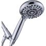 G-Promise Handheld Shower Head High Pressure 6 Spray Settings, Detachable Hand Held Showerhead 4.9'' Face with Extra Long Flexible Hose and Metal Adjustable Bracket (Chrome)