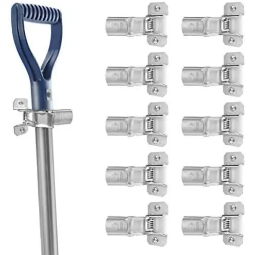 10 Pack Spring Grip Clamps, Metal Wall Mounted Tool Clips Garage Closet Wall Organizer Holder for Rakes, Shovel, Brooms, Mop Holder 10 Pack Spring Grip Clamps, Metal Wall Mounted Tool Clips Garage Closet Wall Organizer Holder for Rakes, Shovel, Brooms, Mop Holder