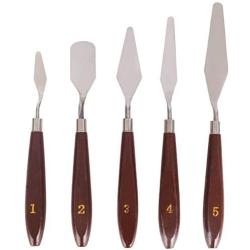 Painting Knife, 5-Piece Spatula Palette Knives with Stainless Steel Blade and Wooden Handle, Mixing Scraper Kit for Artist Oil Painting, Watercolor Oil Acrylic,Crafts, Rock, Face Painting