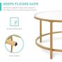 Best Choice Products 36in Modern Round Tempered Glass Accent Side Coffee Table for Living Room, Dining Room, Tea, Home Décor w/Satin Trim, Metal Frame, Non-Marring Foot Caps - Bronze Gold
