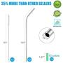 MUTNITT Set of 20 10.5'' Reusable Stainless Steel Straws Bent Reusable Straws with 20 Silicone Tips 5 Cleaning Brush 1 Travel Case Eco Friendly Extra Long Metal Straws Drinking for 20 24 30 oz Tumbler