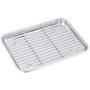 P&P CHEF Toaster Oven Tray and Rack Set, Stainless Steel Baking Pan with Cooling Rack, Fit Your Small Oven & Single Person Use, Non Toxic & Easy Clean