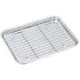 P&P CHEF Toaster Oven Tray and Rack Set, Stainless Steel Baking Pan with Cooling Rack, Fit Your Small Oven & Single Person Use, Non Toxic & Easy Clean