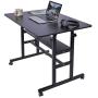 AIZ Mobile Standing Desk, Adjustable Computer Desk Rolling Laptop Cart on Wheels Home Office Computer Workstation, Portable Laptop Stand Tall Table for Standing or Sitting, Black 31.5'' x 19.7''