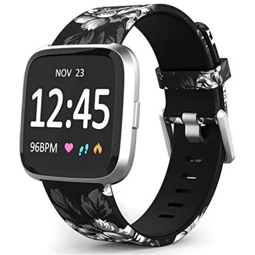 TreasureMax Bands Compatible with Fitbit Versa/Fitbit Versa 2/Fitbit Versa Lite for Women Men,Silicone Fadeless Pattern Printed Replacement Floral Bands for Fitbit Versa Smart Watch