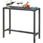 Mr IRONSTONE Outdoor Bar Table 46.5” Pub Height Dining Table Bistro Patio Table with Waterproof Top and Hammer Finish Stands