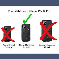 Herbose Case Compatible with iPhone 12-iPhone Pro Cover with Full Armor Wallet |iPhone Case for Card Holder | Metal and Leather Back - Magnetic Car Mount and Kick Stand (6.1 inch)