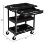 TUFFIOM 3 Tier Rolling Tool Cart, 330 LBS Capacity Industrial Service Cart, Heavy Duty Steel Utility Cart, Tool Organizer with Drawer, Perfect for Garage, Warehouse & Repair Shop (Black)