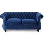 Christopher Knight Home Karen Traditional Chesterfield Loveseat Sofa, Navy Blue and Dark Brown, 61.75 x 33.75 x 27.75,306027