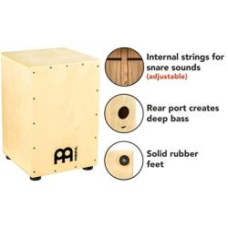 Meinl Cajon Box Drum, Full Size with Internal Metal Strings for Adjustable Snare Effect, Birch Wood, HCAJ1NT
