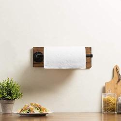 MyGift Industrial Pipe & Brown Wood Wall Mounted Paper Towel Holder