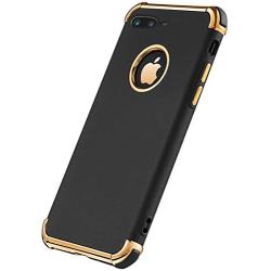 iPhone 8 Plus Case, Ultra Slim Flexible iPhone 8 Plus Matte Case, Styles 3 in 1 Electroplated Shockproof Luxury Cover Case for iPhone 8 Plus (Black)