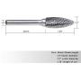 YUFUTOL SH-5 Tungsten Carbide Burr Flame Shape Double Cut Rotary Burrs File(1/2cutter Dia ， 1.25Cutter Length) with 1/4 (6.35mm) Shank dia