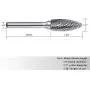 YUFUTOL SH-5 Tungsten Carbide Burr Flame Shape Double Cut Rotary Burrs File(1/2cutter Dia ， 1.25Cutter Length) with 1/4 (6.35mm) Shank dia