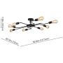 mirrea Modern Industrial Semi-Flush Mount Metal Ceiling Lighting for Rectangular Room 8 Lights (Black Painted)