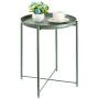 CERBIOR Tray End Table, Round Metal Tray Table Side Sofa Table Anti-Rust and Waterproof Outdoor & Indoor Snack Table Accent Coffee Table, Dark Green