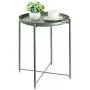 CERBIOR Tray End Table, Round Metal Tray Table Side Sofa Table Anti-Rust and Waterproof Outdoor & Indoor Snack Table Accent Coffee Table, Dark Green