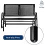 Esright 2 Seats Outdoor Swing Glider Loveseat Chair with Powder Coated Steel Frame, Garden Rocking Seating, Patio Bench for 2 Person, Black