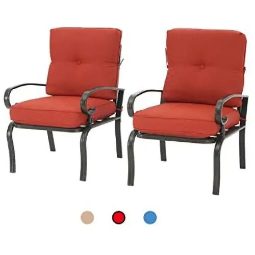 Oakmont 2 Piece Outdoor Furniture Patio Bistro Chairs Metal Dining Furniture Set, All-Weather Garden Seating Chair (Red) Oakmont 2 Piece Outdoor Furniture Patio Bistro Chairs Metal Dining Furniture Set, All-Weather Garden Seating Chair (Red)