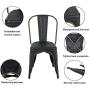 BONZY HOME Metal Dining Chairs Distressed Style,Stackable Side Chairs with Back, Indoor Outdoor Use Chair for Farmhouse, Patio, Restaurant, Kitchen, Set of 4(Golden Black)