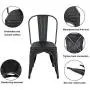 BONZY HOME Metal Dining Chairs Distressed Style,Stackable Side Chairs with Back, Indoor Outdoor Use Chair for Farmhouse, Patio, Restaurant, Kitchen, Set of 4(Golden Black)