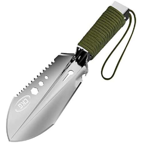 CKG Metal Detector Stainless Steel Landscaping Detecting Digging Digger Shovel Tool with Handy Belt Holder Treasure Hunting w/ Sheath Comfortable Hand Garden Tools - Gardener Gift