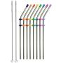 RAINIER Stainless Steel Metal Drinking Straws | Fits Yeti RTIC or Any 20 or 30 oz Tumbler| Extra Long Reusable Ecofriendly | Set of 8 Angled Straws with Silicone Silencers, Comfort Tips, 2 Brushes