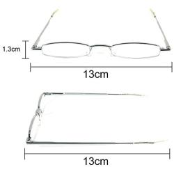 I-Mag Mini Metal Spring Hinge Reading Glasses with Slide Open Hard Case (Silver, 2.50)