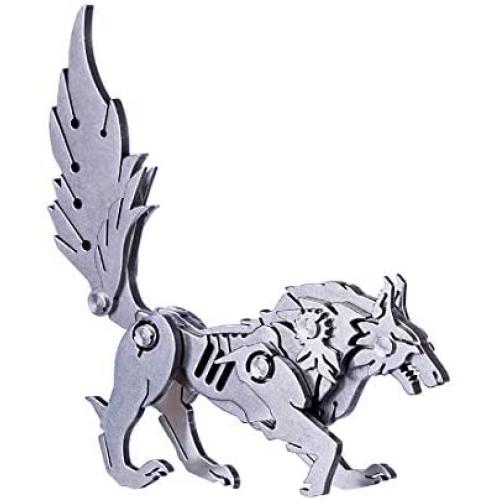 RuiyiF DIY 3D Puzzles Assembly Metal Model Kits for Adult, Detachable 3D Jigsaw Puzzles, Ornament for Desk (Wolf)