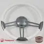 15.5'' Gun Metal Billet Steering Wheel Full Wrap with Horn Button-White 15.5'' Gun Metal Billet Steering Wheel Full Wrap with Horn Button-White