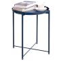 HollyHOME Tray Metal End Table, Sofa Table Small Round Side Tables, Anti-Rust and Waterproof Outdoor & Indoor Snack Table, Accent Coffee Table,（H） 20.28'' x（D） 16.38'', Navy Blue
