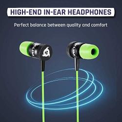 KLIM Fusion Earbuds with Microphone + Long-Lasting Wired Ear Buds - Innovative: in-Ear with Memory Foam + Earphones with Mic and 3.5mm Jack - New 2021 Version - Green