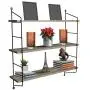 Sorbus Floating Shelf with Metal Brackets — Wall Mounted Rustic Wood Wall Storage, Decorative Hanging Display for Trophy, Photo Frames, Collectibles, and Much More (3-Tier – Grey) Sorbus Floating Shelf with Metal Brackets — Wall Mounted Rustic Wood Wall Storage, Decorative Hanging Display for Trophy, Photo Frames, Collectibles, and Much More (3-Tier – Grey)