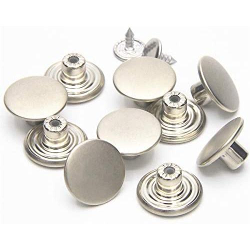 12 Sets Jean Tack Buttons Metal Replacement Kit, Matte Silver (Silver)