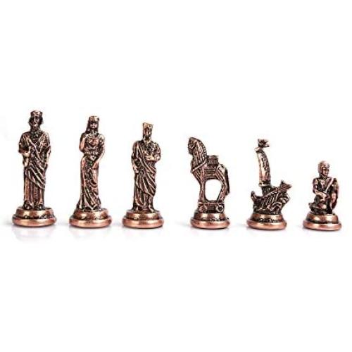 ( Without Board) Historical Handmade Antique Copper, Troy Figures Metal Chess Pieces Medium Size King 2.65 ''(Only Pieces)