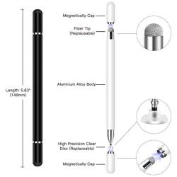 Stylus for iPad (2 Pcs), StylusHome Magnetic Disc Universal Stylus Pens Touch Screens for Apple/iPhone/Ipad pro/Mini/Air/Android/Microsoft/Surface All Capacitive Touch Screens - Black/White