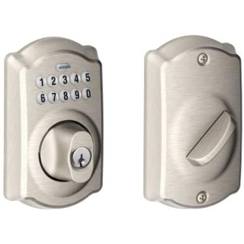 Schlage BE365CAM619 BE365 Camelot Keypad Deadbolt, Satin Nickel