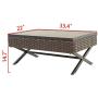PatioFestival Metal Outdoor Side Coffee Table Patio Bistro Furniture Table Dining Table Rattan Wicker with Steel X-Leg