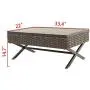 PatioFestival Metal Outdoor Side Coffee Table Patio Bistro Furniture Table Dining Table Rattan Wicker with Steel X-Leg
