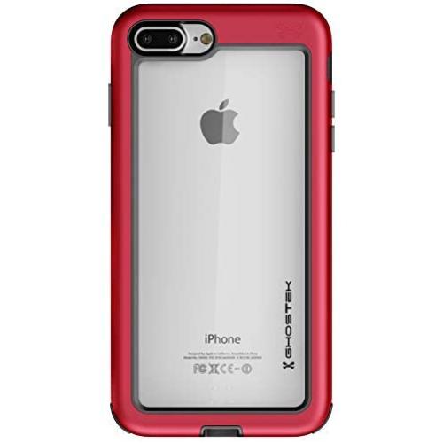 Ghostek Atomic Slim iPhone 8 Plus, iPhone 7 Plus Clear Case with Space Metal Bumper Heavy Duty Protection Wireless Charging Compatible for 2016 iPhone 7 Plus / 2017 iPhone 8 Plus (5.5 Inch) - (Red)