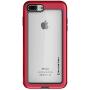 Ghostek Atomic Slim iPhone 8 Plus, iPhone 7 Plus Clear Case with Space Metal Bumper Heavy Duty Protection Wireless Charging Compatible for 2016 iPhone 7 Plus / 2017 iPhone 8 Plus (5.5 Inch) - (Red)