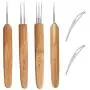 Iceyyyy 6PCS 0.75mm and 0.5mm Dreadlocks Crochet Hooks Set - 4 Pieces Bamboo Hair Extensions Crochet Weaving Needles and 2 Pieces Dreadlocks Interlock Needle Tool for Braid Craft Iceyyyy 6PCS 0.75mm and 0.5mm Dreadlocks Crochet Hooks Set - 4 Pieces Bamboo Hair Extensions Crochet Weaving Needles and 2 Pieces Dreadlocks Interlock Needle Tool for Braid Craft