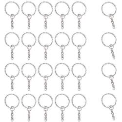 Airssory 50PCS 1 Inch(25mm) Metal Split Key Ring with Chain Platinum Color Key Ring Keychain Ring Parts Open Jump Ring and Connector Accessories for DIY